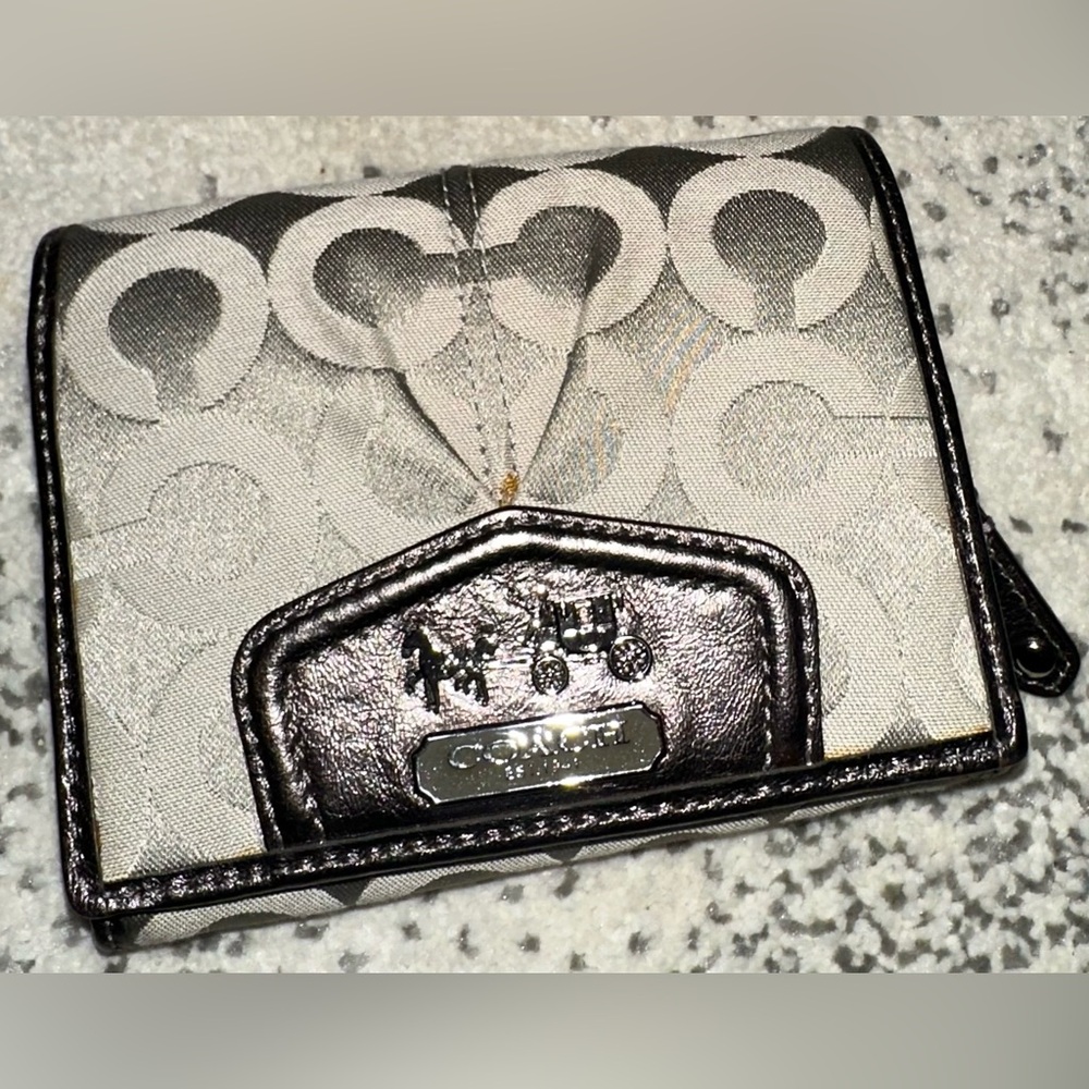 Coach Monogram Wallet in Black and Silver